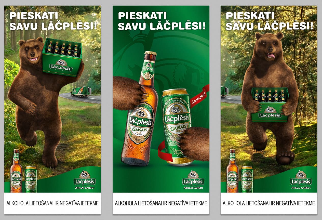 Lāčplēsis Advertising Campaign beer. Bear 3D